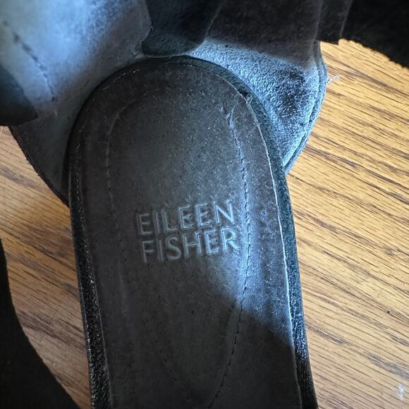 EILEEN FISHER Sport | Silver Pewter Leather Cross Strap Sandals | Size 7.5 - Picture 6 of 7